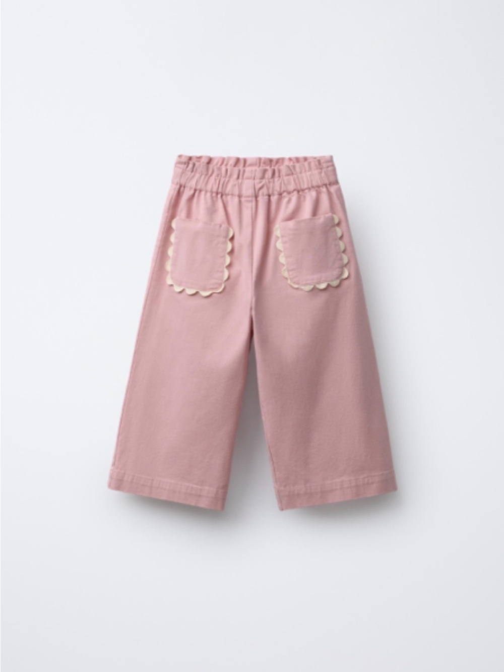 Zara Pink Wavy Trim Culottes Pants
